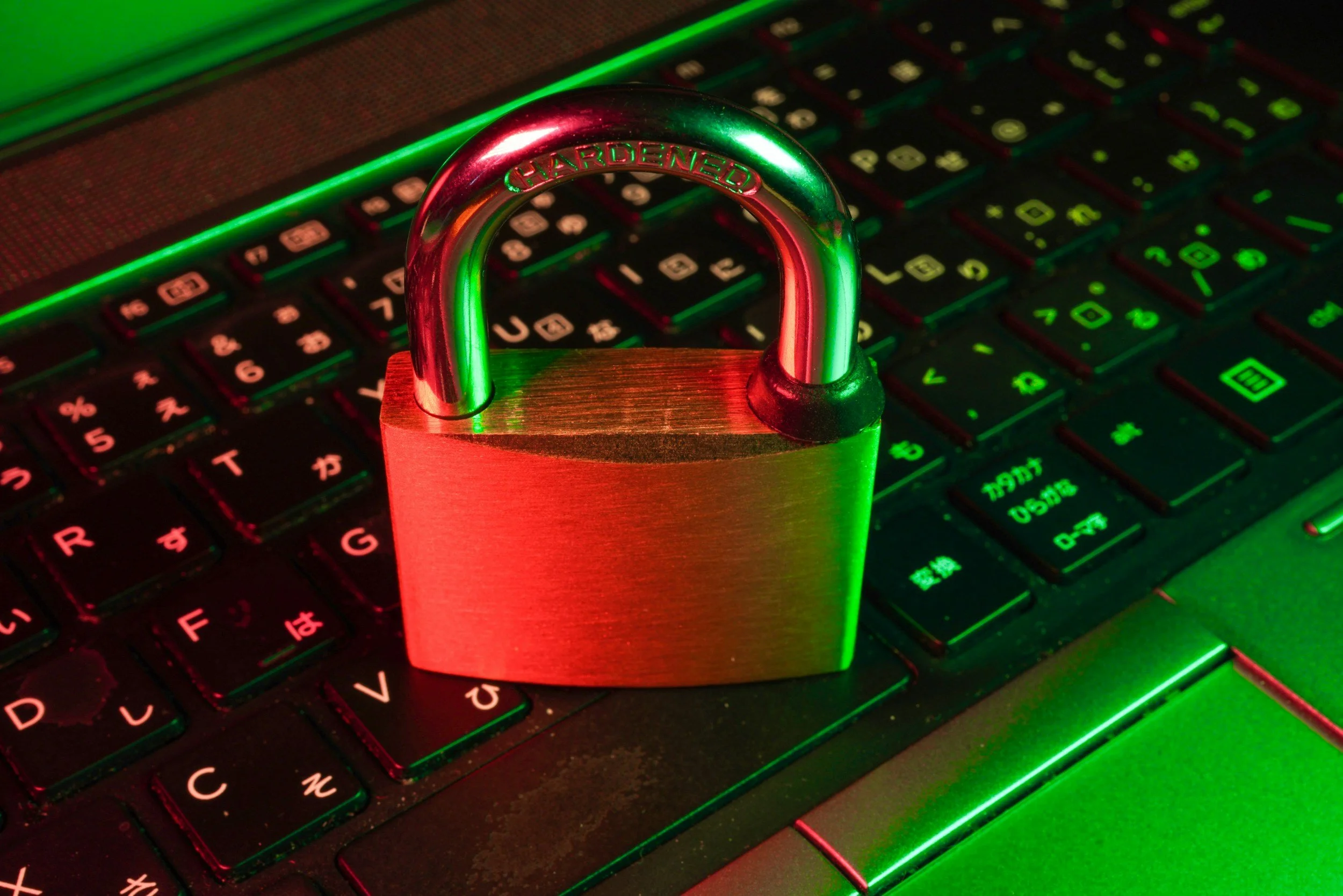 a padlock on a keyboard
